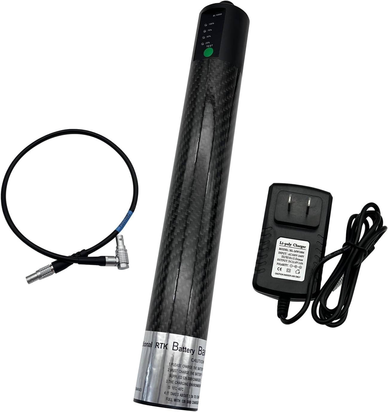 5 Pin-10000mah GPS Pole Battery Compatible with External HIPER GR3 GR5 HR,11.1V Power Stick Battery Pack for G P S Base with Battery Charger