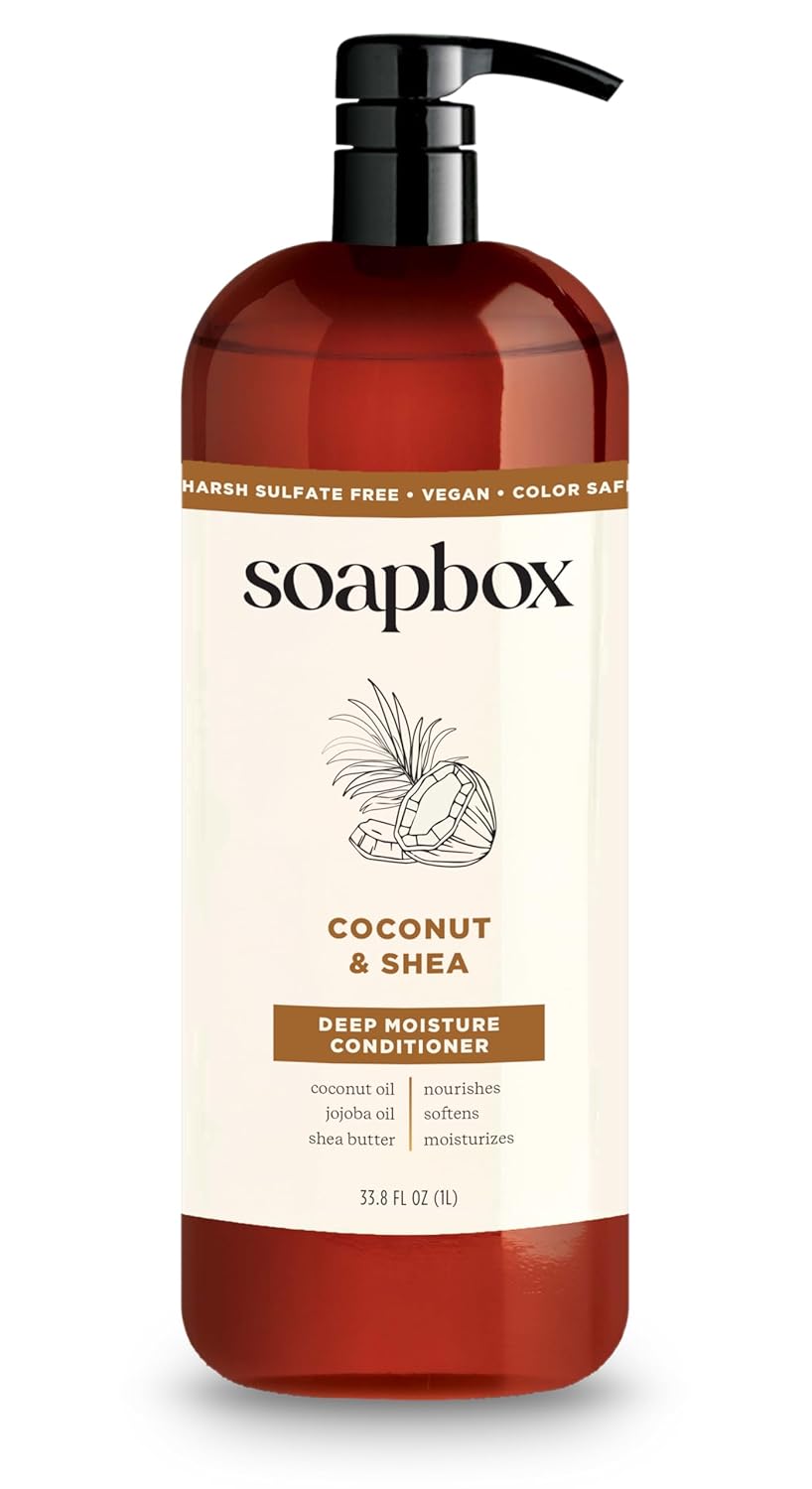 Soapbox Coconut Oil Conditioner, Sulfate & Paraben Free, Silicone Free, Color Safe, and Vegan Hair Conditioner (33.8 Ounces)
