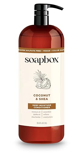 Soapbox Coconut Oil Conditioner, Sulfate & Paraben Free, Silicone Free, Color Safe, and Vegan Hair Conditioner (33.8 Ounces)