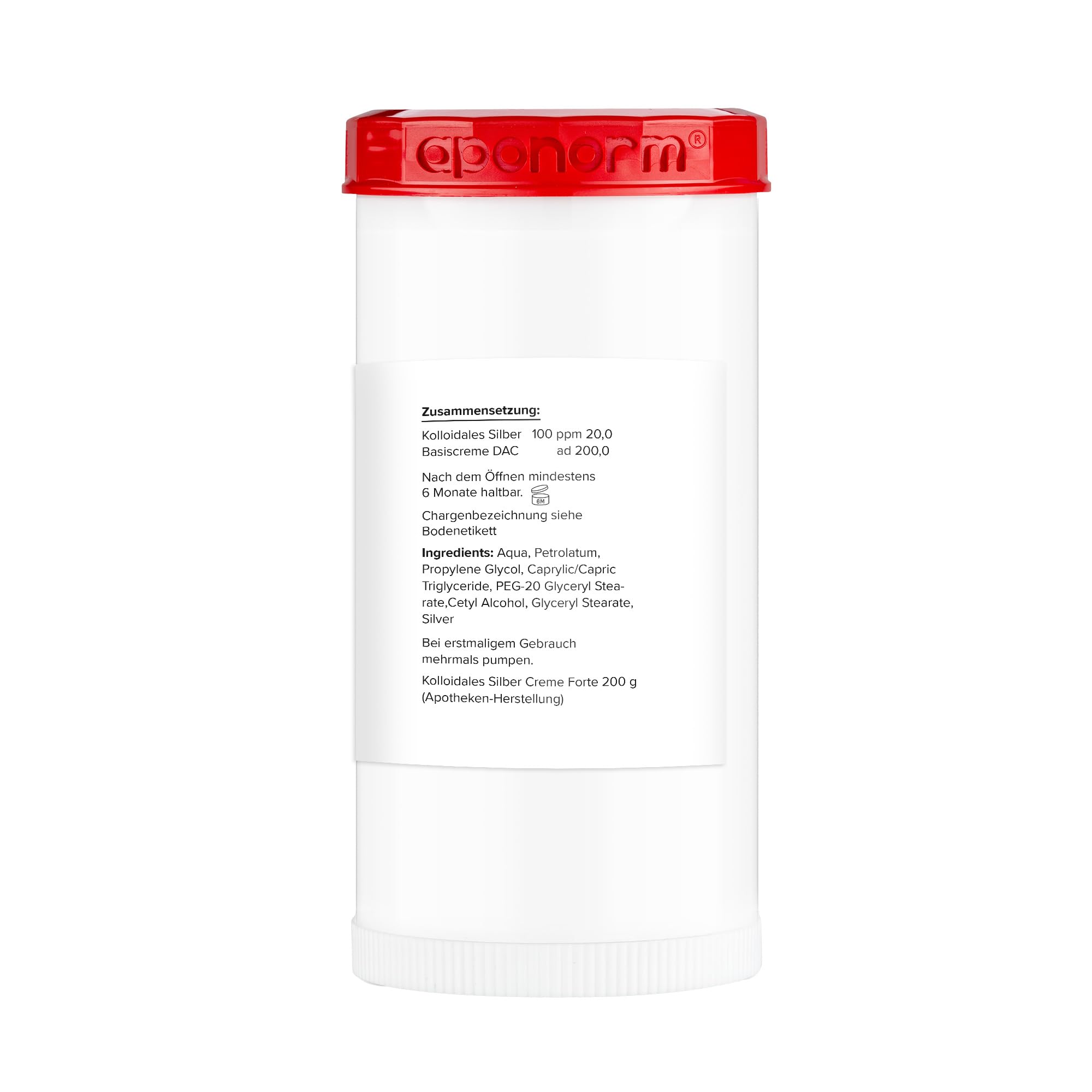 Pestalozzi Apotheke Kolloidales Silber Creme forte aus Apotheken-Herstellung - doppelte Konzentration - hochwertige Qualität - bewährte Rezeptur Silbercreme (200 g)