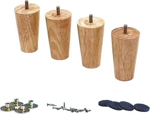 WEICHUAN 4 inch Solid Wood Legs for Sofa Couch Chair