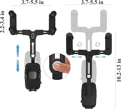 Miniatura 6 de Soporte para teléfono de espejo retrovisor para automóvil, soporte giratorio y retráctil para teléfono de automóvil, soporte de teléfono para espejo