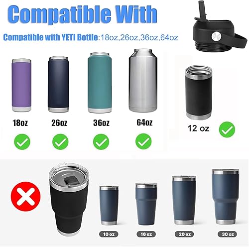 Miniatura 5 de Tapa de popote para botella de agua Yeti Rambler de 18, 26, 36, 64 onzas, tapa de repuesto para popote RTIC de 18 onzas, 26 onzas, 36 onzas, tapa