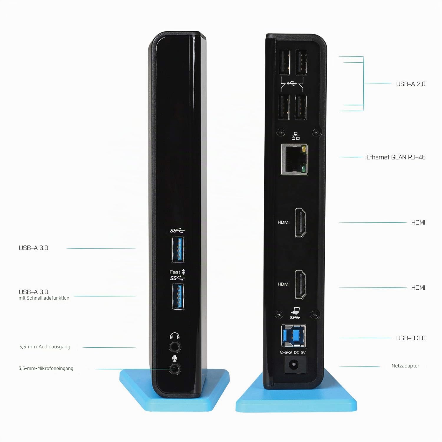 i-tec USB 3.0/USB-C Dual Docking Station für Tablets und Notebooks – 2X HDMI Full HD+, 4X USB 2.0, 2X USB 3.0, Gigabit Ethernet, Audio/Mik, Kompatible mit Windows, macOS, Linux, U3DUALHDMIDOCK