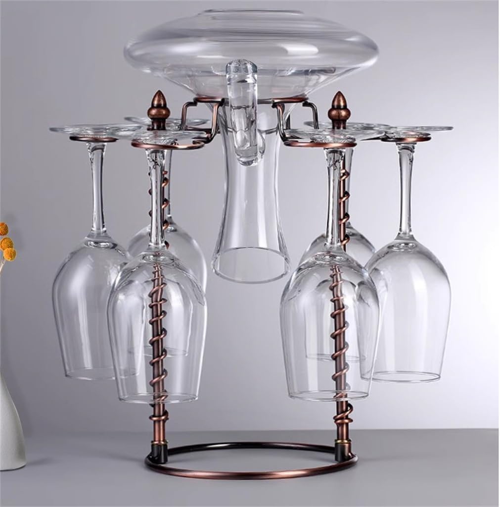 Hanging Inverted High Legged Glasses on The Wine Glass Rack 6 Pieces for Home Red Decoration
