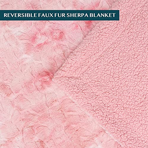 Pavilia Soft Fuzzy Faux Fur Throw Blanket Twin, Tie-Dye Pink, Fluffy Furry Warm Sherpa Blanket Fleece Throw For Bed, Sofa, Couch, Decorative Shag Plush Comfy Thick Throw Blanket, 60X80 Inches #TOP2