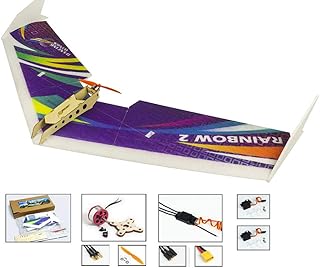DW Hobby EPP Electric Micro Flying Wing Rainbow ZAGI Plane w/1000mm Wingspan Delta Wing Tail-Pusher Flying Aircraft for Toy Plane Model Aeroplane to Build (E0604)