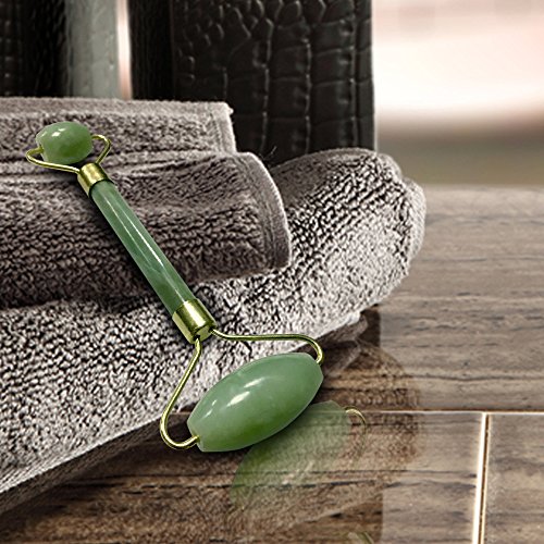 Jade Roller-Premium-100% Natural Jade-Beauty Massage-Reduce Wrinkles-Skin Toning-Anti Aging-Double Ended-Includes Free Gift Box