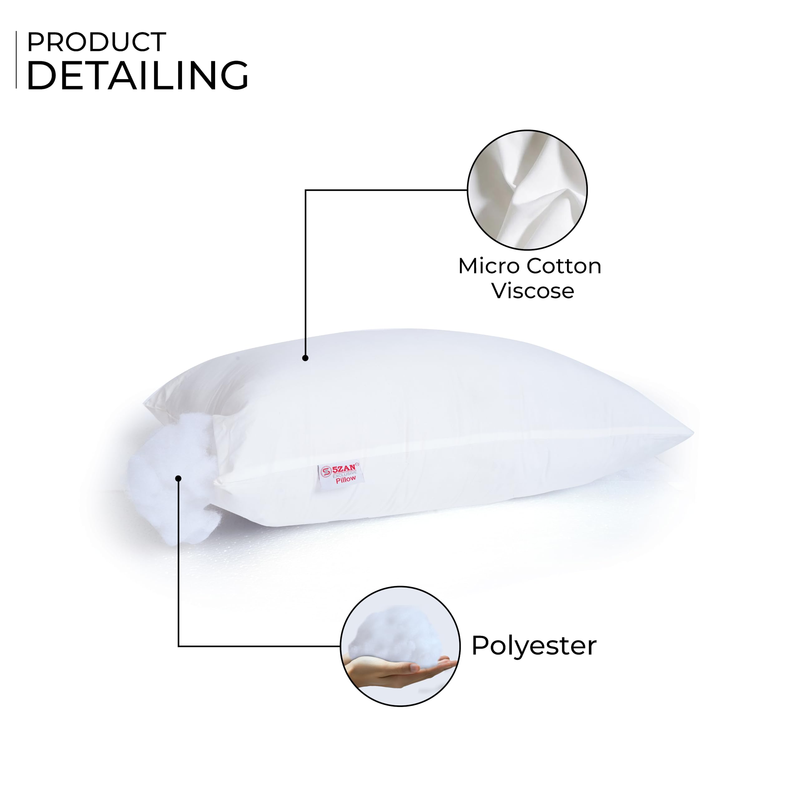 5ZAN Exclusive Premium Sleeping Pillow | Recron Fiber Fabric