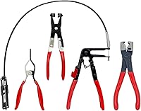 Vista 1 de JANNO Juego de 4 alicates de abrazadera de manguera, herramienta de abrazadera de manguera de agua y combustible para automóvil, alicates de resorte