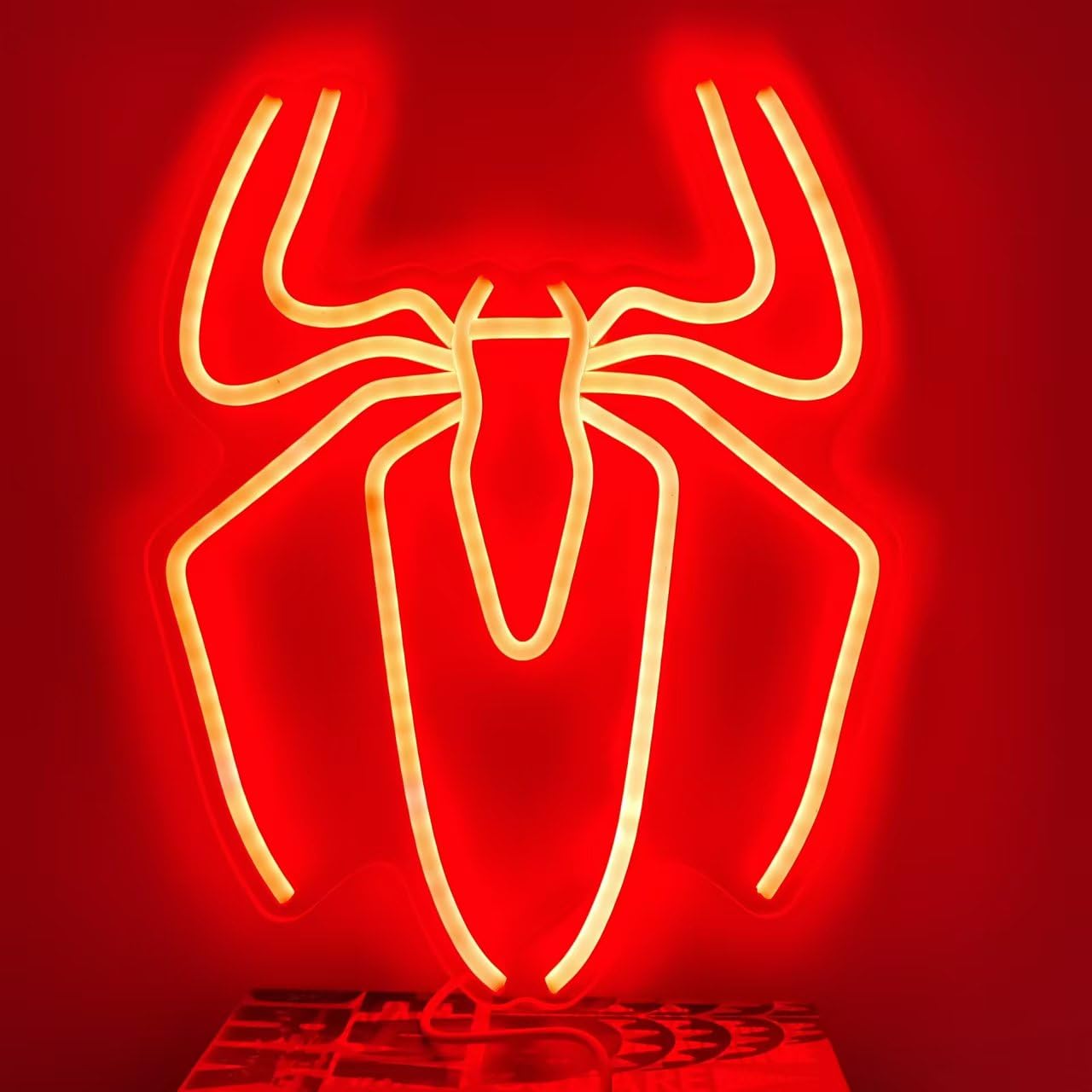 HFHungkeong Spider Anime Neon Sign Spider Lights Sign Light Up Spider Sign for Wall Halloween Led Sign Neon Light USB Powered for Halloween Party Man Cave