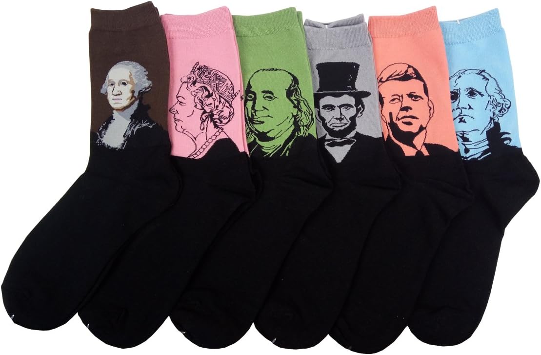 HSELL Funny Mens Novelty Presidents/Big Guy Dress Socks Funky Patterned Cotton Fun Crew Socks - Image 4