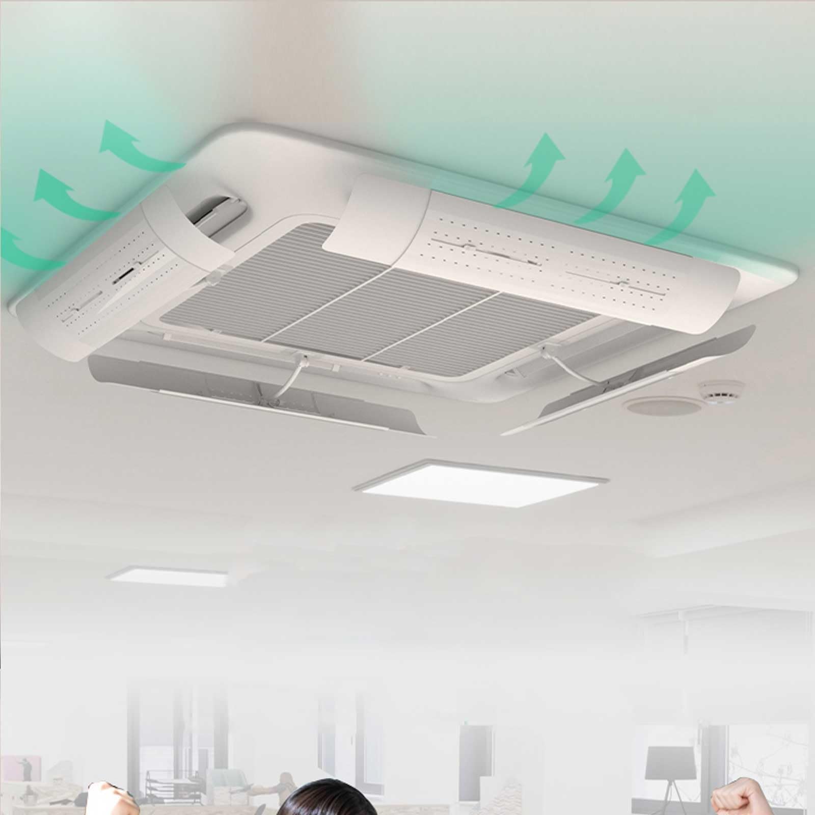 Deflettore Condizionatore Retrattile, Set da 4 Pezzi Deflettore Aria per Condizionatore da Soffitto, Deflettore di Sfiato per Registro e Griglia del Condizionatore d'Aria Centrale