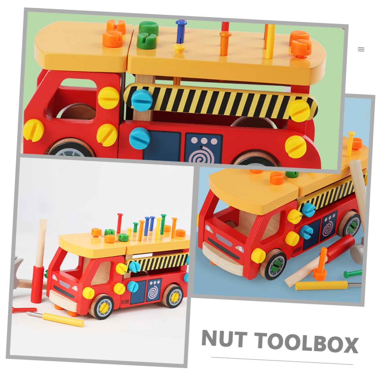 Didiseaon Set di Strumenti in Legno per Bambini Kit di Strumenti Realistici per Coordinazione Mano-occhio Giocattoli Educativi per Bambino Ragazzo
