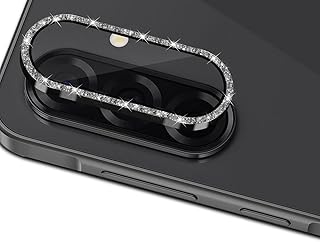 جيمي واقي شاشة كاميرا لسامسونج جالاكسي A36 5G/A56 5G، زجاج مقوى وحواف من الالومنيوم اللامع الماسي، تصميم ماسي، صلابة 9H HD سهل التركيب - اسود