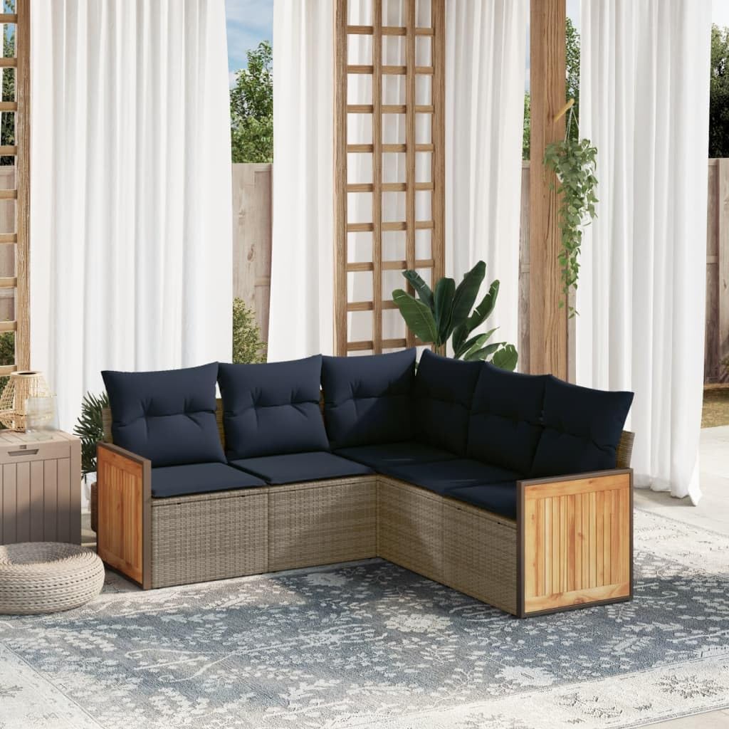Salon de jardin en polyrotin de qualité supérieure avec assises bleu marine haut de gamme