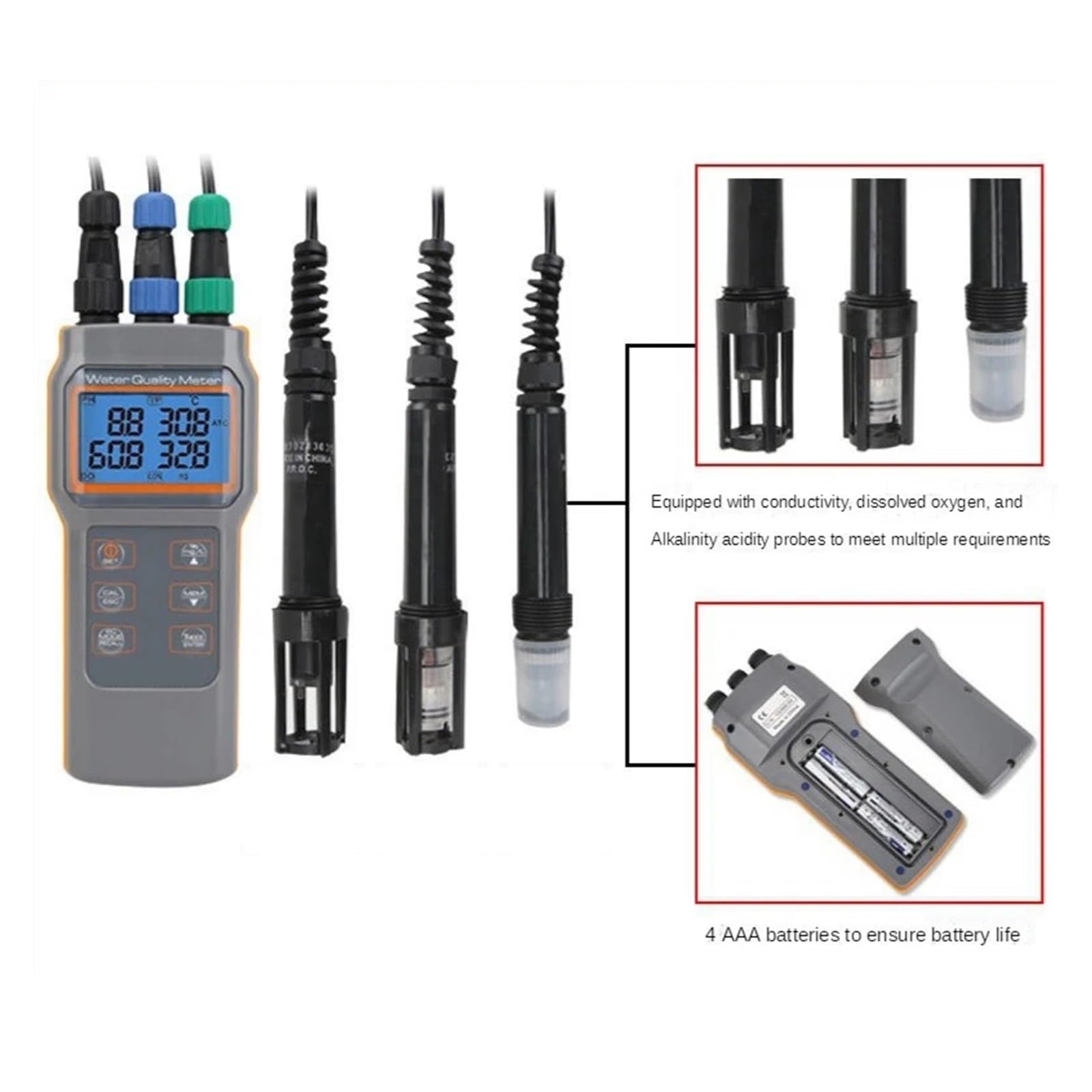 Tester per Acqua Misuratore di PH del Tester Del'ossigeno Disciolto qualità Del'acqua AZ86031 Portatile con Liquido Multiuso Accurato Facile