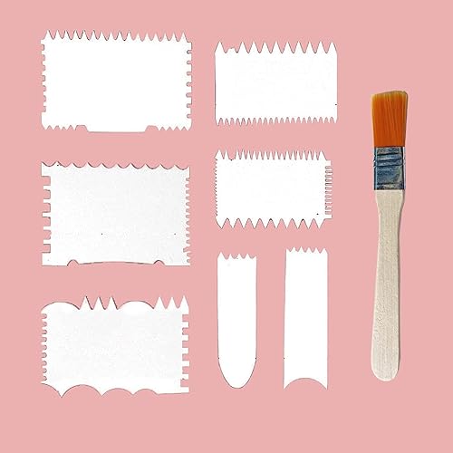 JILINWEI Acrylic Pouring Swipe Tools, 7 Pcs Acrylic Pouring Paint Swipe Accessories and 1 Pcs Paint Brush for Acrylic Pouring Artist Paint Scraper for Acrylic Painting Technique