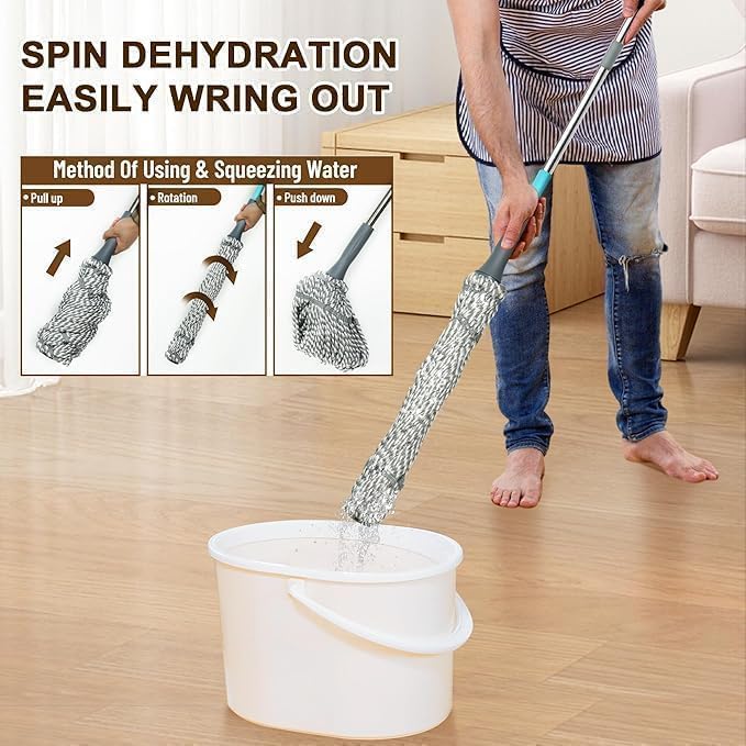 Image of Xmart India Microfiber Twist Mop with Squeeze Handle | Floor Cleaning Mop Stick with Super Absorbent Head | Easy Wringer Spin Mop for Tiles | Durable Floor Cleaner for Home Kitchen Bathroom