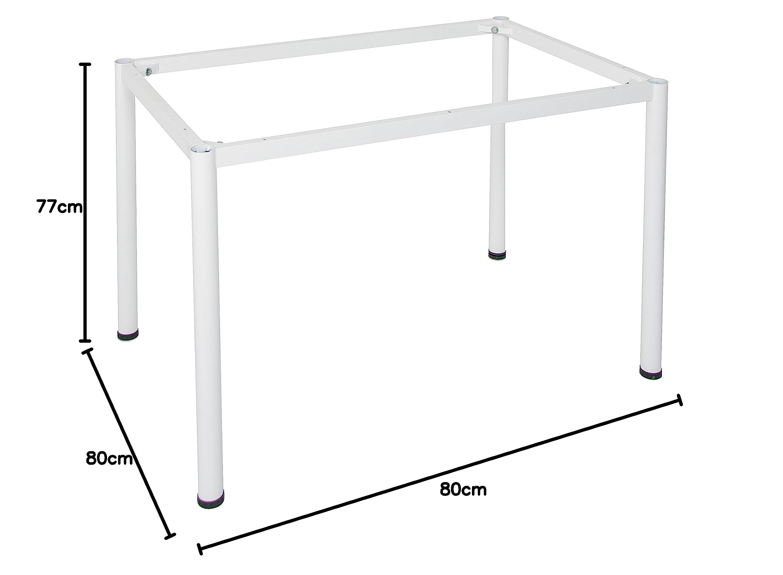Schreibtisch/Besprechungstisch in verschiedenen Größen und Farben weißes Metallgestell Konferenztisch Arbeitstisch (B: 80 cm x T: 80 cm, Weiß)