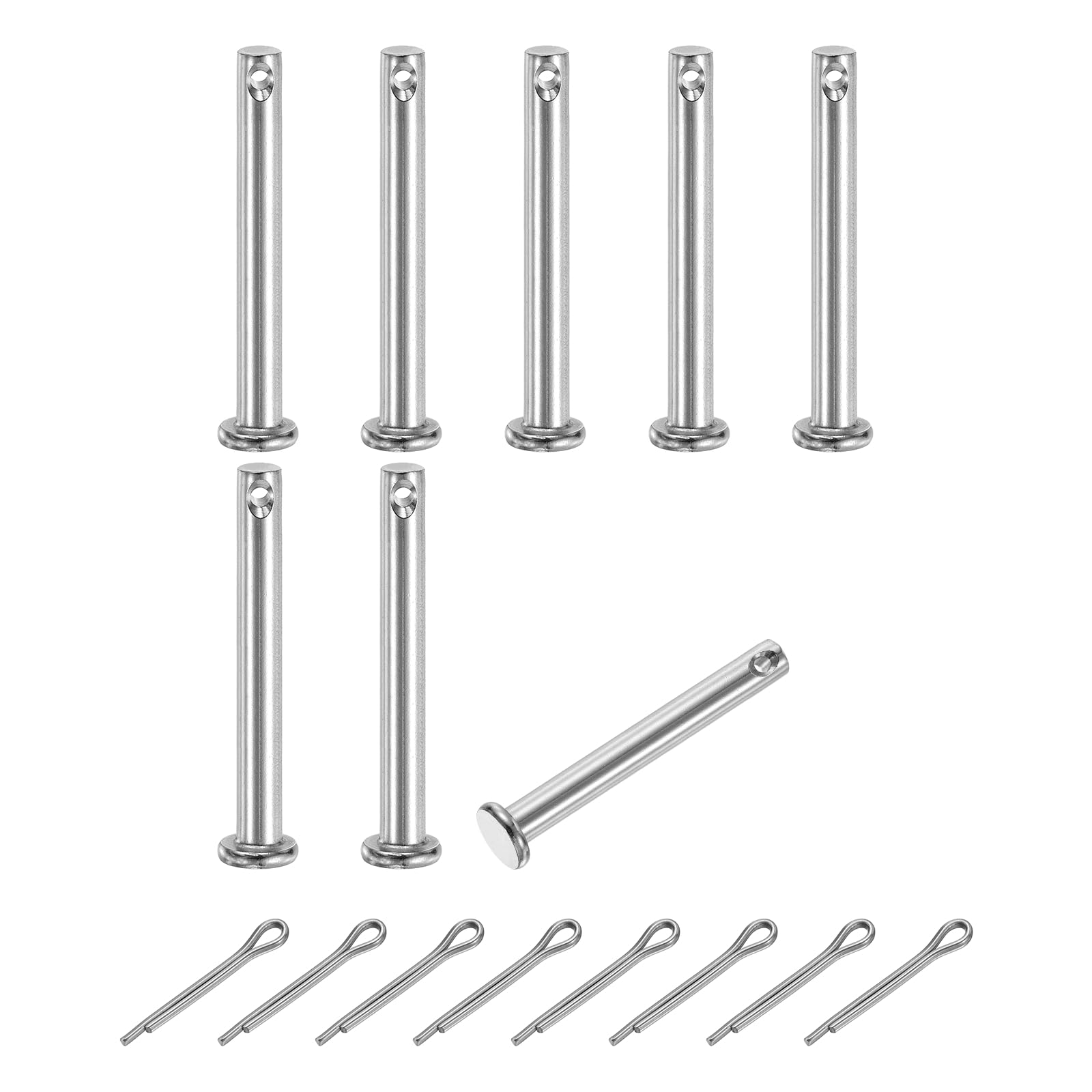 sourcing map 8Pcs M5x40mm Clevis Pins, 304 Stainless Steel Single Hole Flat Head Clevis Pin Hairpin Location Pin with Cotter Pins for Trailer Latch Mechanics Repair Furniture Installation โ image 1