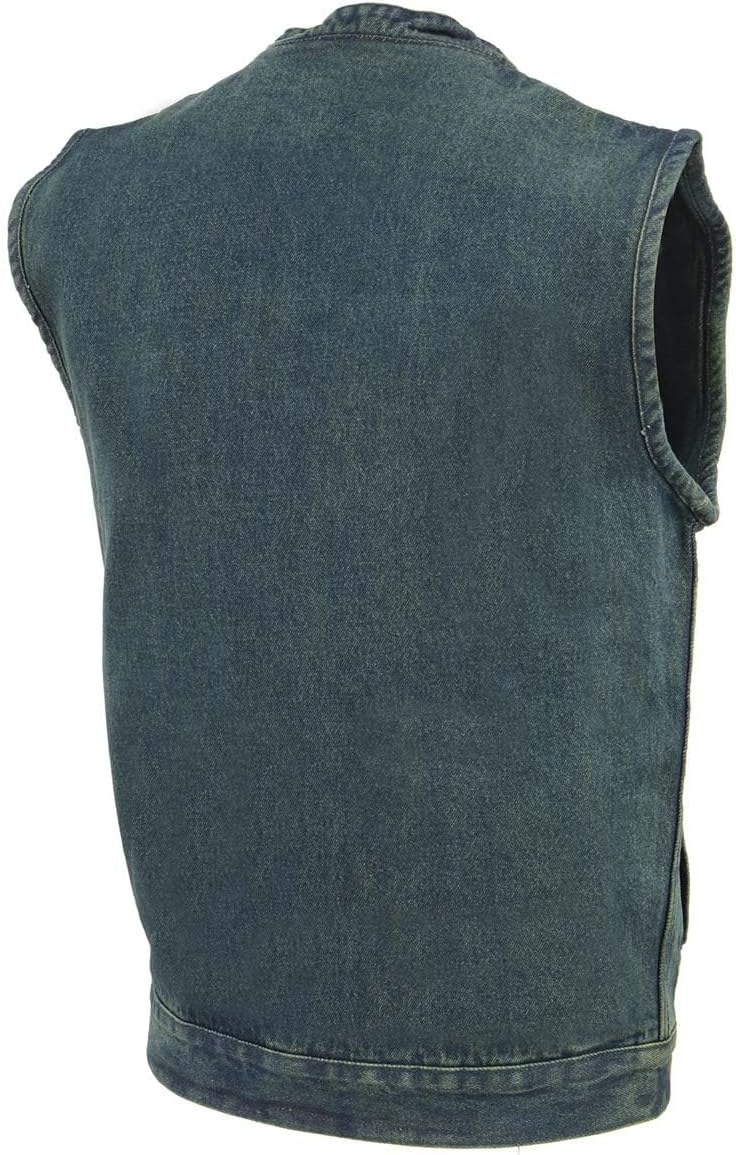 Milwaukee Leather DM2238 Men's Classic Black Denim Club Style Vest with Snap Button Closure