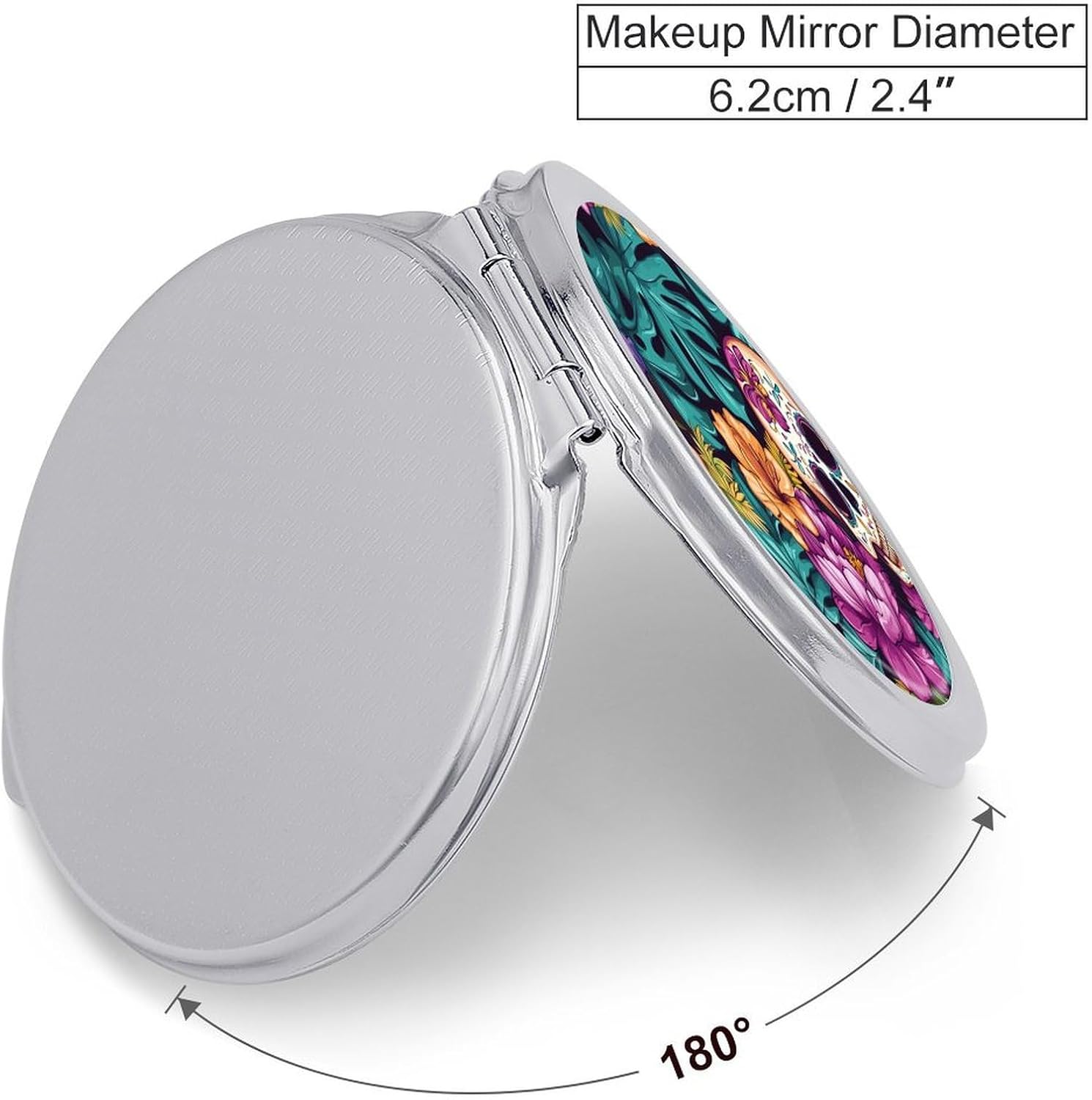 Skull Shower Compact Makeup Mirror Mini Foldable Cosmetic Mirror Portable Travel Mirror for Purse Pocket