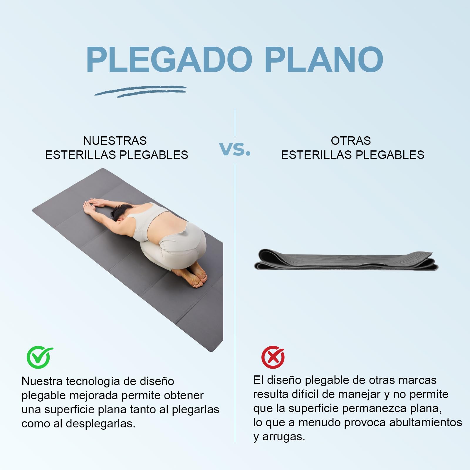 Esterilla de yoga plegable de 5 mm de grosor TPE+PU de doble cara antideslizante portátil esterilla de viaje para yoga caliente pilates HIIT fitness en casa