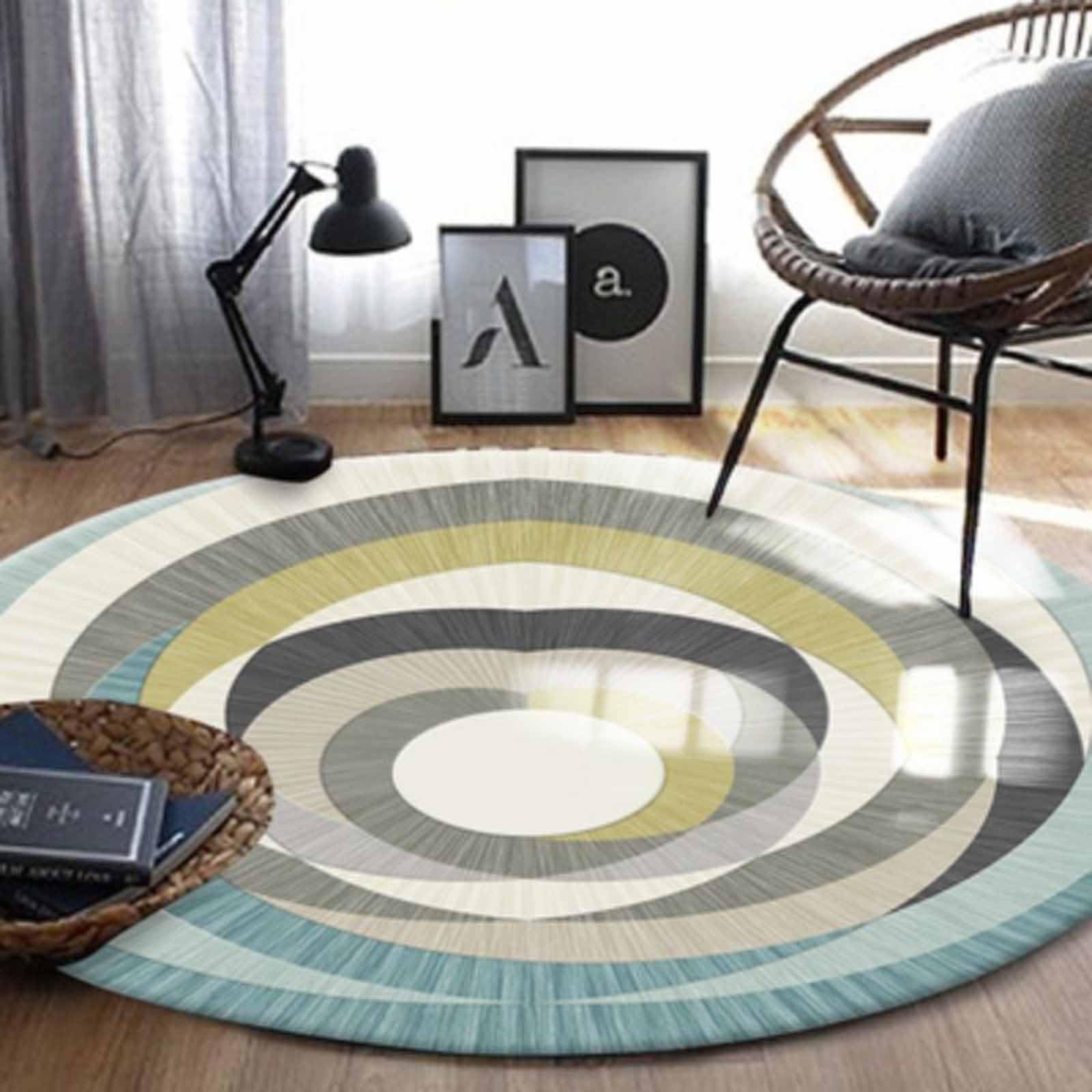 Tapis pour salon rond anti-chute et sécurisé pour chambre d'enfants