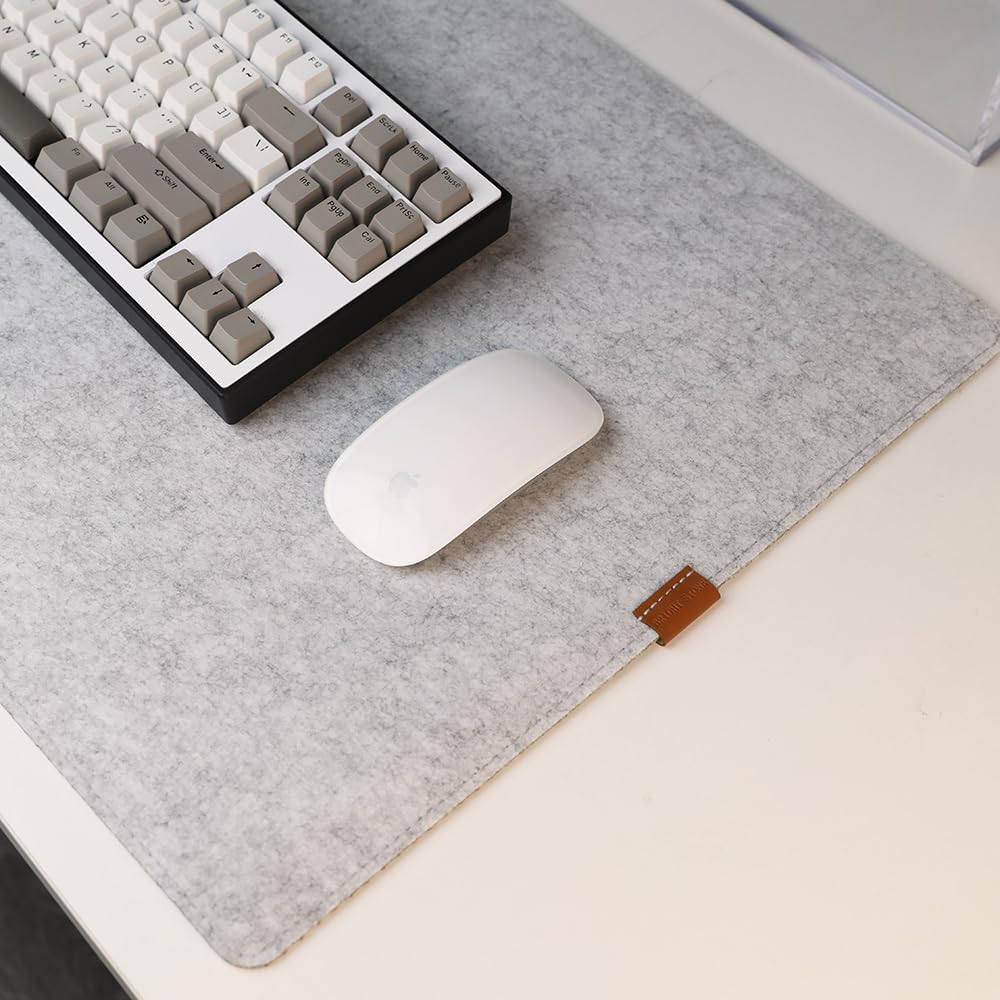 DUNSOO Bureauonderlegger, vilt, 100 x 40 cm, antislip bureaumat, vilt, muismat, groot, kantoordesktopbescherming, bureaumat voor kantoor en thuis, donkergrijs