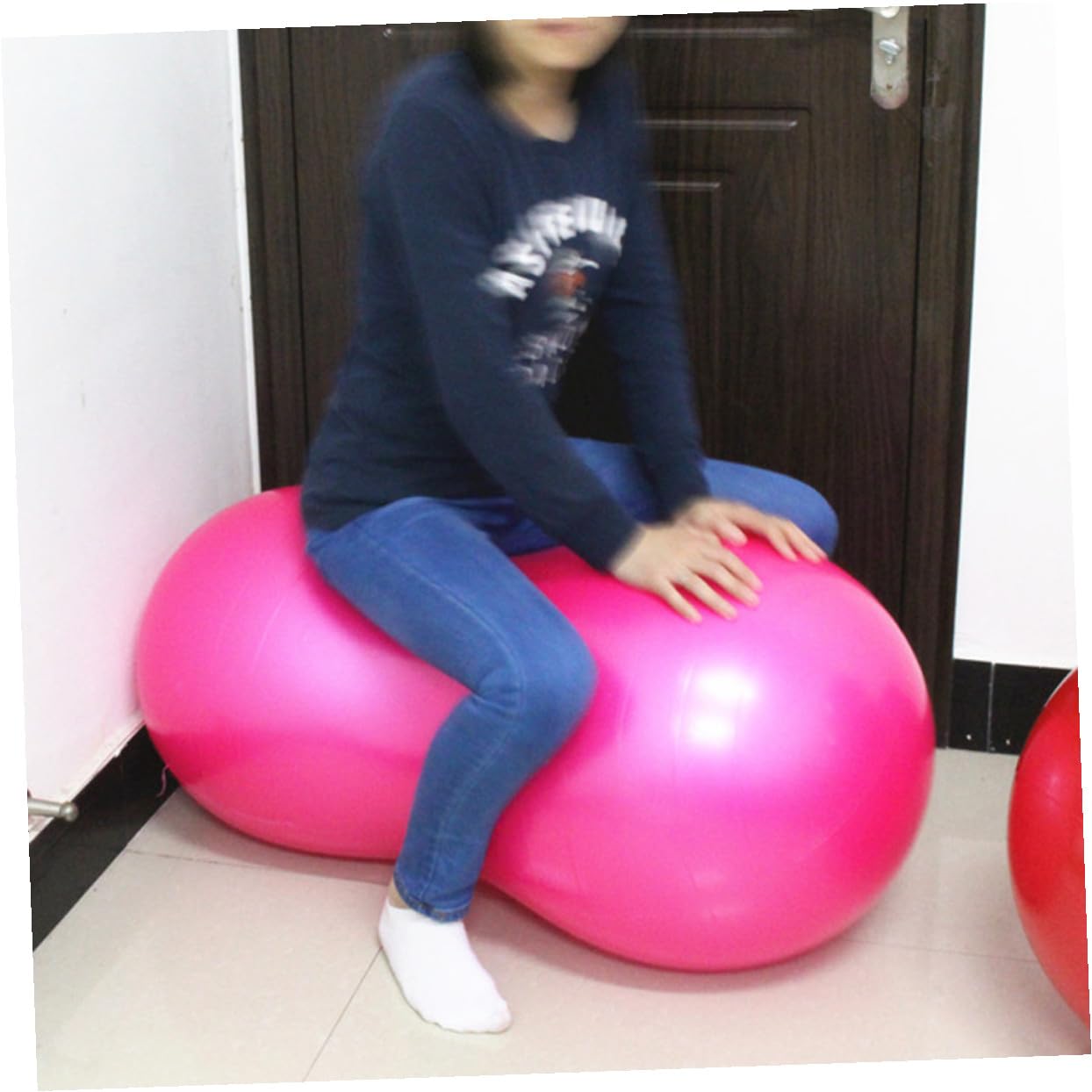 Anti Burst Fitness Ball Erbsenform Dicker Pilates Gymnastikball Balance Stabilitäts Training für Yoga Home Gym Workouts Rosa