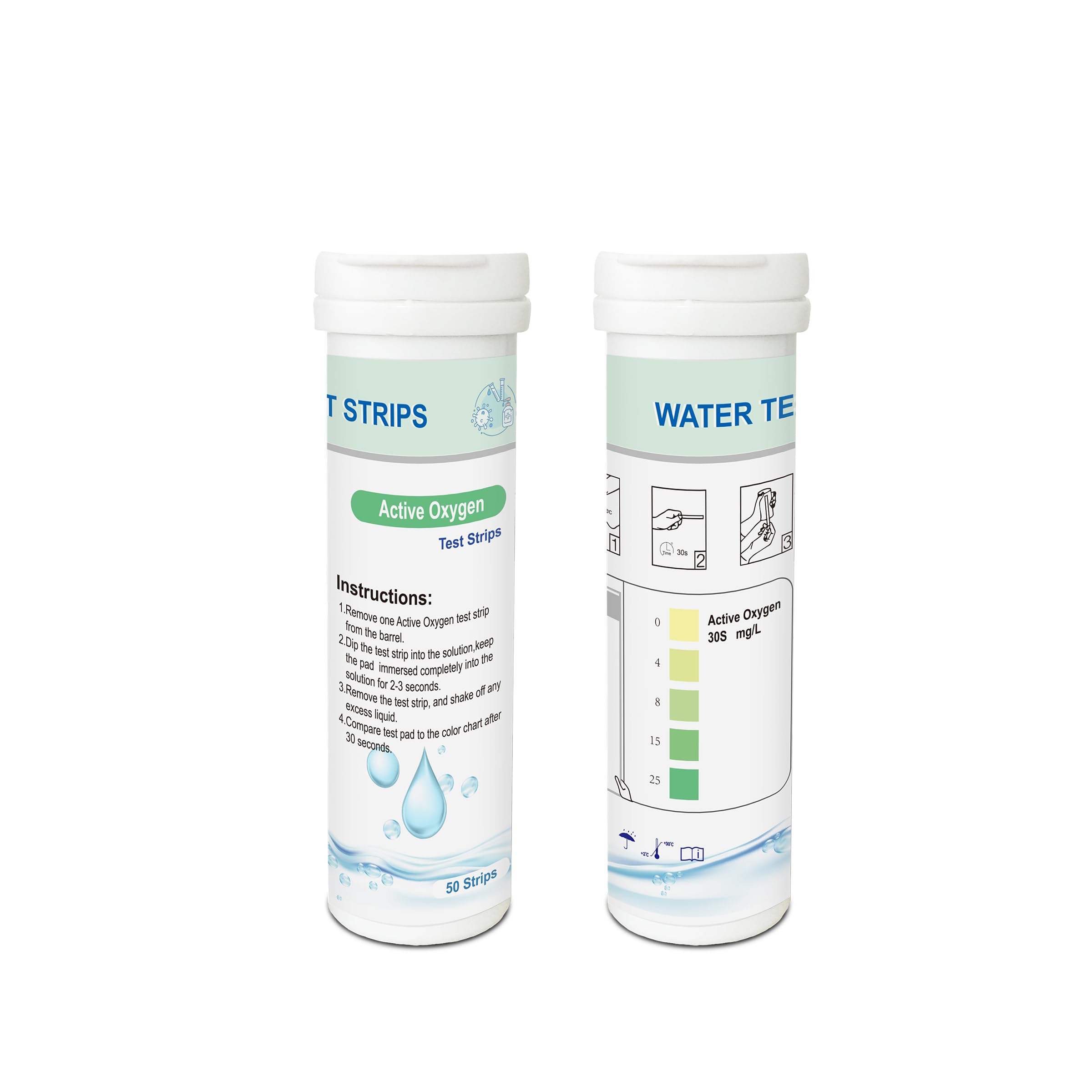 Tiras de Prueba de Oxígeno Activo para Piscina y Spa – 50 Unidades, 0–25 mg/L, Análisis Rápido y Preciso de Ozono, Sin Cloro, Resultado en 30s
