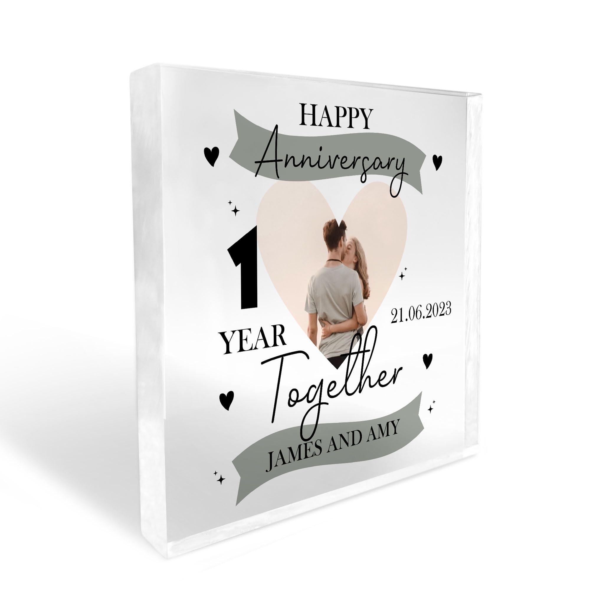 RED OCEAN 1st Anniversary Personalised Photo Block Boyfriend Girlfriend Gift For Him Her Anniversary Present Keepsake