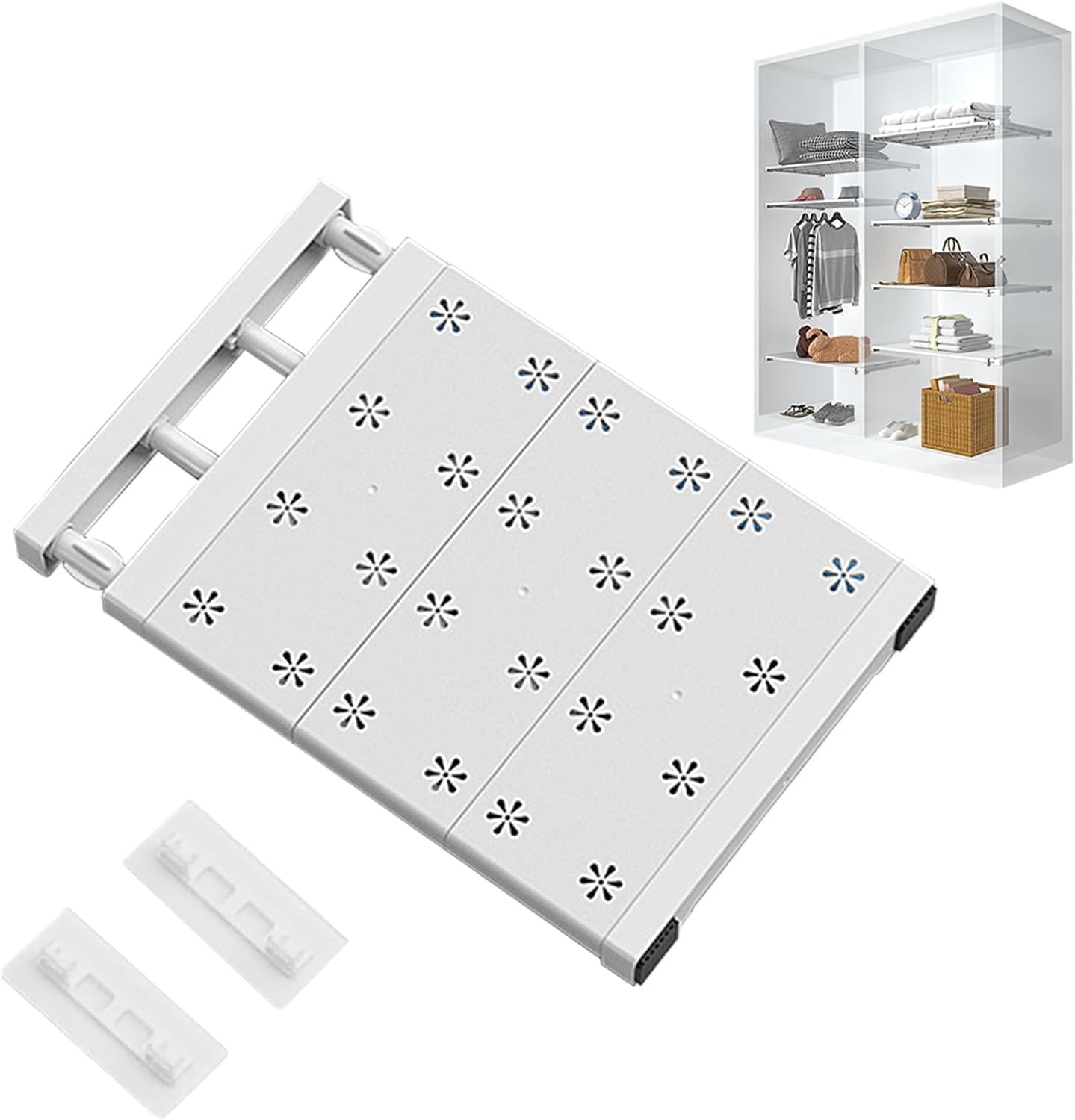 Expandable Closet Shelves, Tension Shelf Separator Wardrobe Storage Organiser, White Cupboard Shelves, Adjustable Storage Rack Wardrobe Dividers-image-4