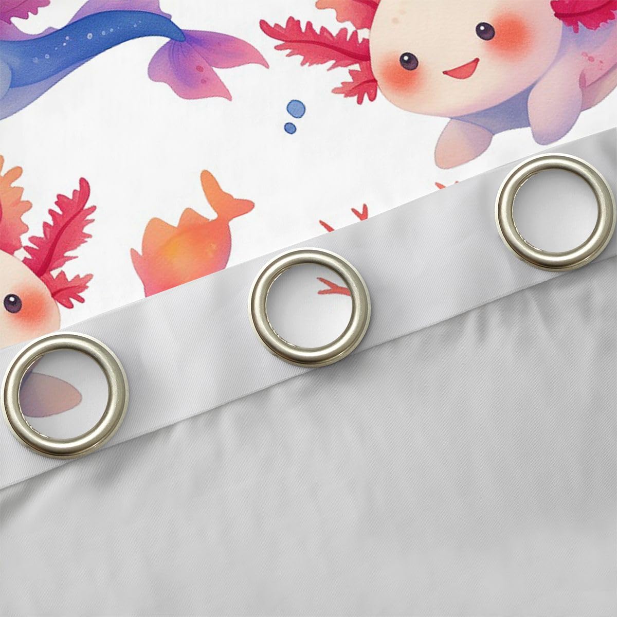 Homemissing Tende oscuranti Axolotl per camera da letto e soggiorno, motivo salamandra, stile kawaii, oceano e vita marina, 2 pannelli, 132 x 228 cm, decorazione per la stanza