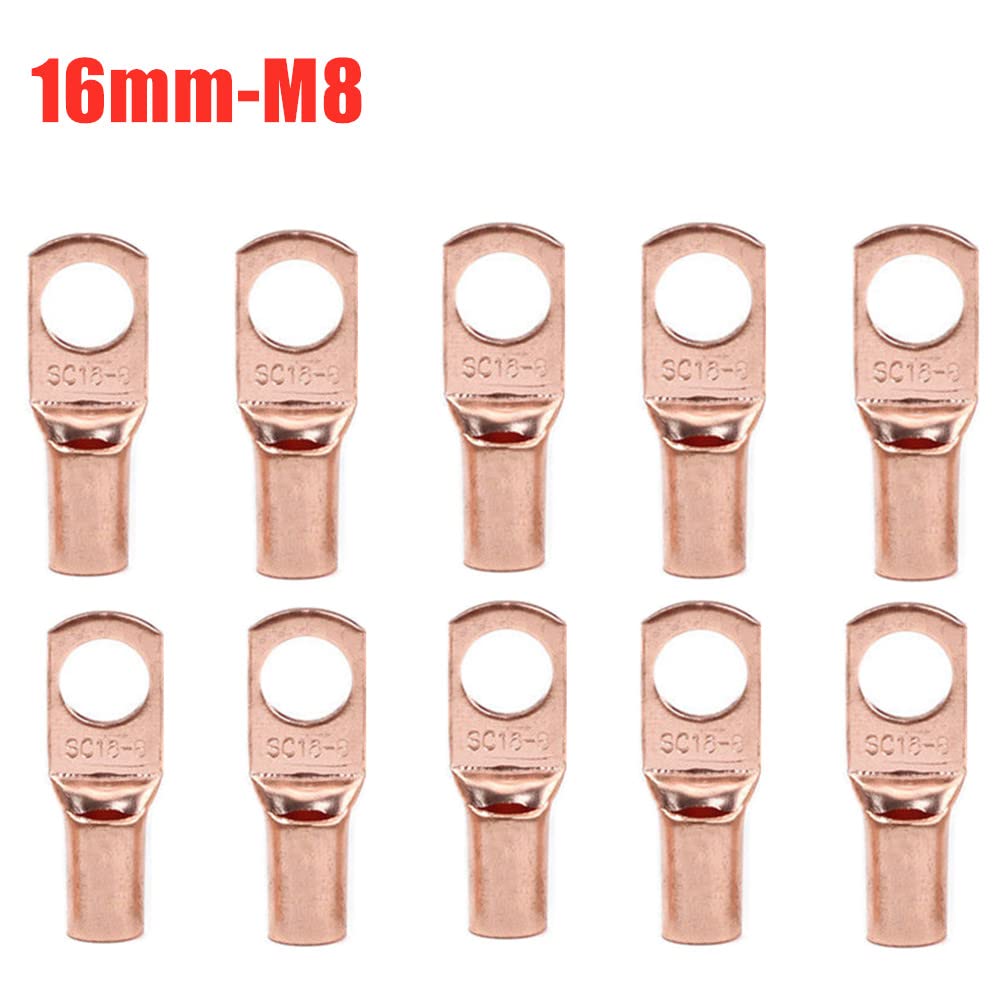 Ring Terminals 10/25/50/100pcs Copper Lug Ring Wire Connector Bare Cable Electric Crimp Terminal SC6-6 SC6-8 SC10-6 SC10-8 SC16-6 SC16-8 SC25-6(SC16-8,50pcs)