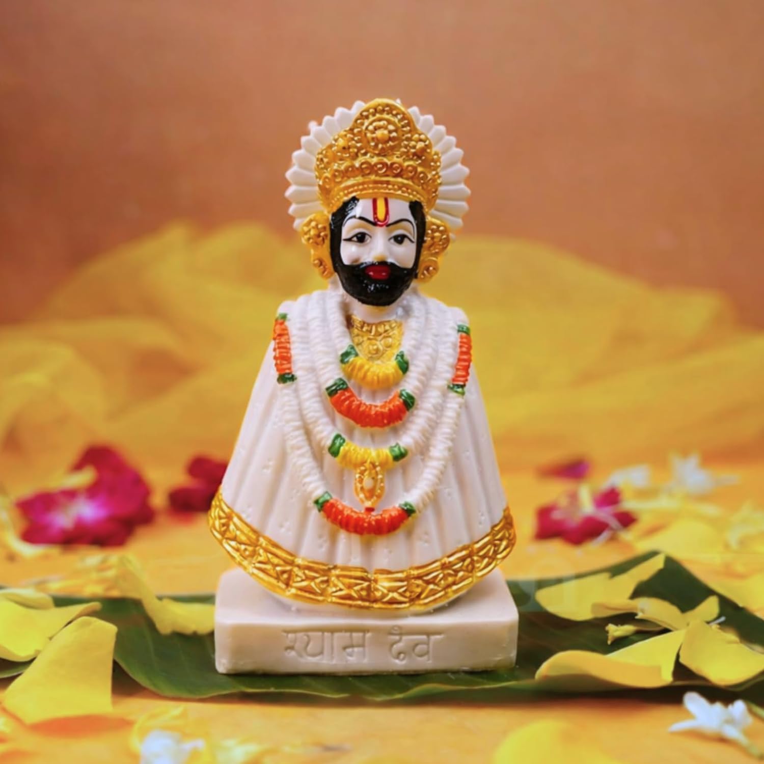 Servdharm Polyresin Khatu Shyam Ji Murti for Home & Gift- Height 6 Inches; 15.5 Cms