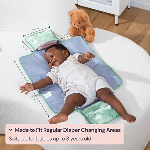 Miniatura 6 de BabbleRoo Cambiador para bebé, cómodo cambiador portátil, compacto, cabe en cualquier bolsa de pañales, ligero y suave con bonitos diseños,