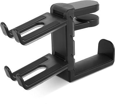 Aluminium Alloy Headphone Hanger, No Drilling 3 in 1 Gaming Headset Holder, Detachable Anti Slip Controller Headset Hanger with Protective Pad for Clamping on DeskBlack,1