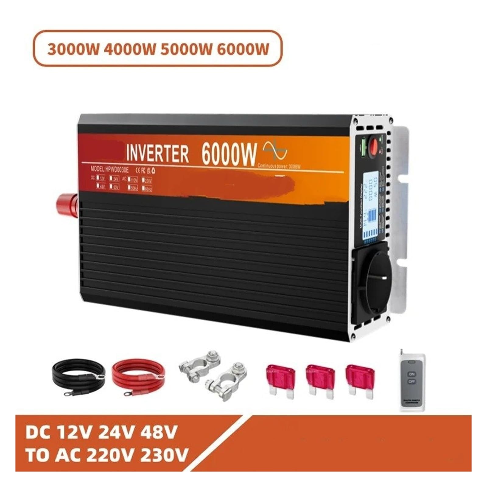 Inverter Auto Convertitore Convertitore 6000W/5000W/4000W/3000W Onda Sinusoidale Per Pura 12V/24V 220V Inverter Energia Solare Off-grid Remoto USB