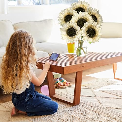 Miniatura 5 de Girasoles artificiales de seda grandes de 26 pulgadas de tallo largo, flores falsas, 6 piezas de girasoles de otoño vintage, ramo a granel para el