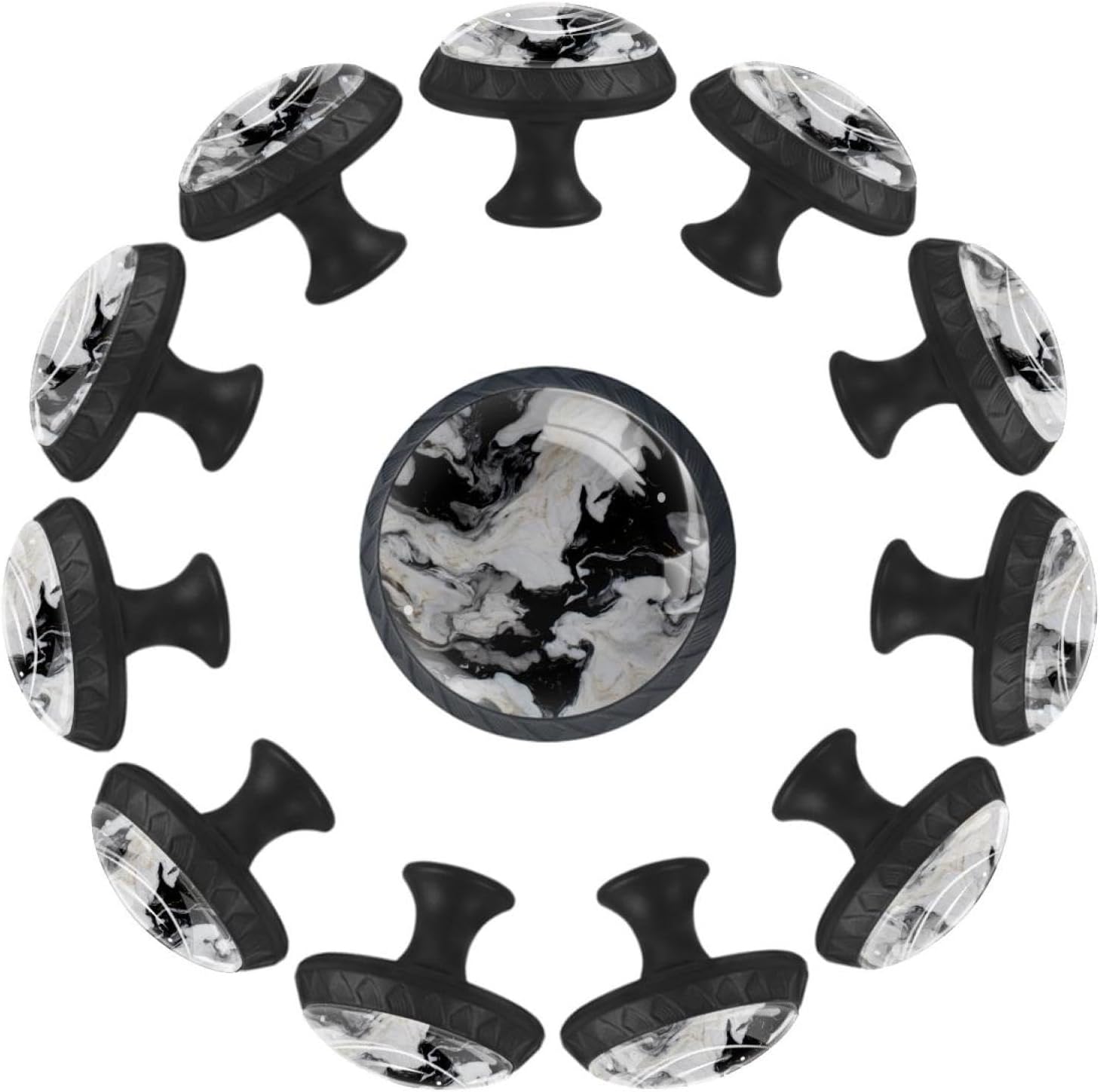 Black Finish London Symbols Decorative Drawer Knobs, Modern Cabinet Pulls for Bathroom Cupboard, Durable ABS Glass Hardware