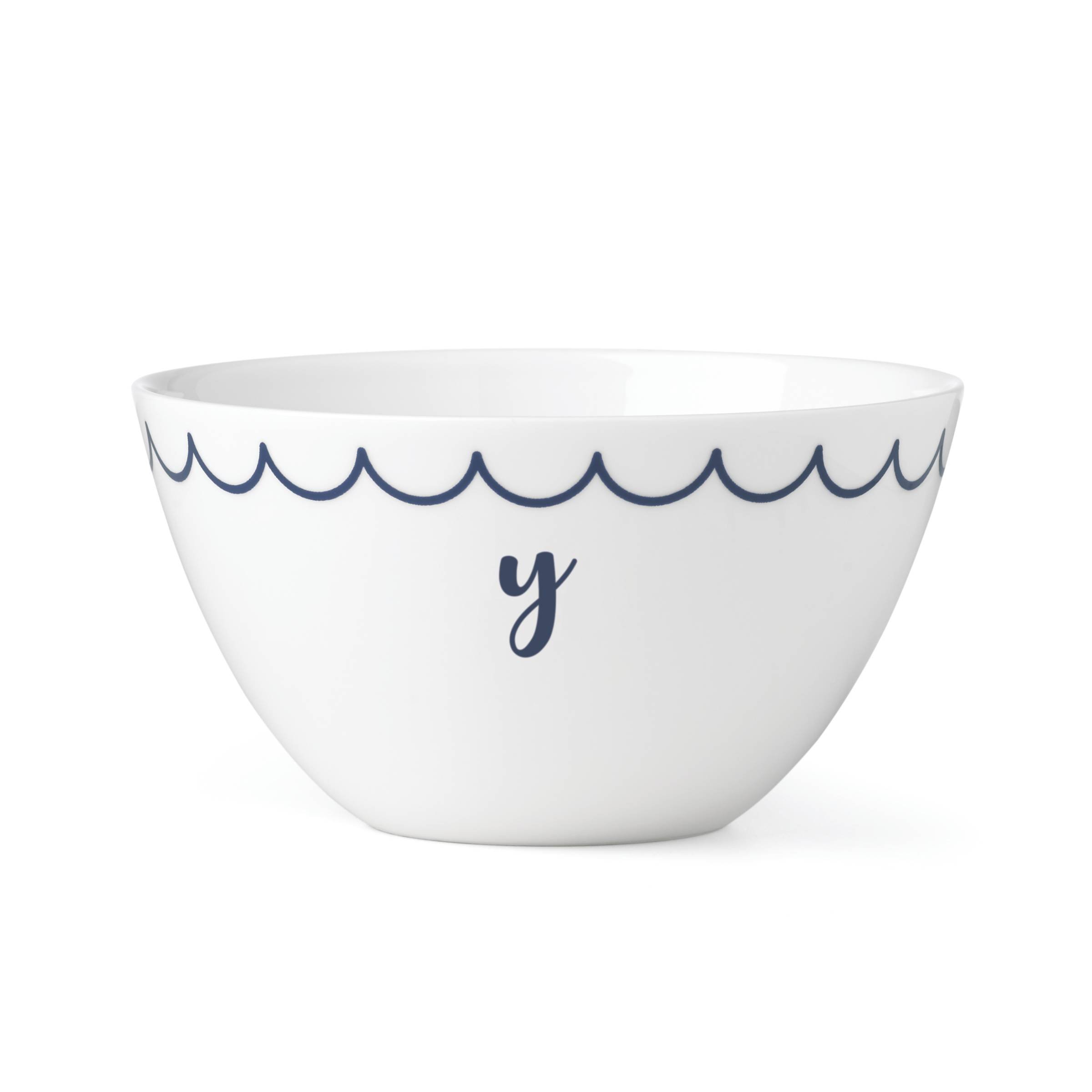 Lenox Navy Scallop Y All Purpose Bowl, Letter Y