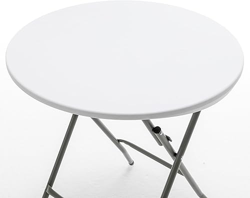 Miniatura 9 de BTEXPERT Mesa plegable redonda de plástico blanco de 24 pulgadas, portátil comercial para picnic, fiesta, camping, banquete, tarjetas, comedor,