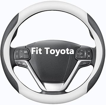 HAOTULE Nappa Leather Slim Stylish Steering Wheel Cover,for Toyota Steering Wheel Cover Interior Conversion White
