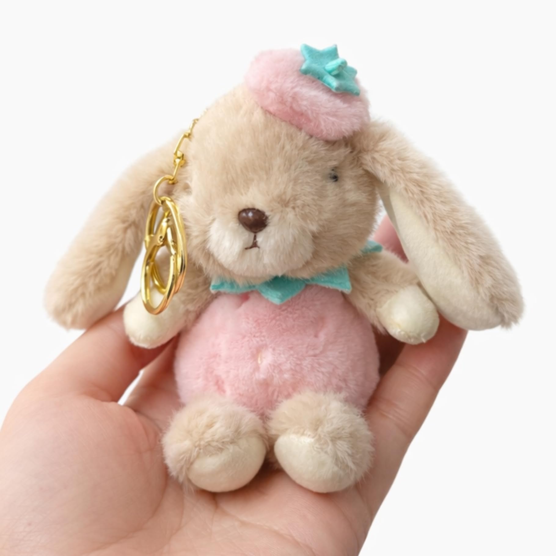 Cute Plush Bunny Keychain for Girls – Soft Strawberry Dress Rabbit Bag Charm with Gold Keyring – Mini Kawaii Stuffed Animal Key Holder for Handbags, Backpacks & Gifts-image-21