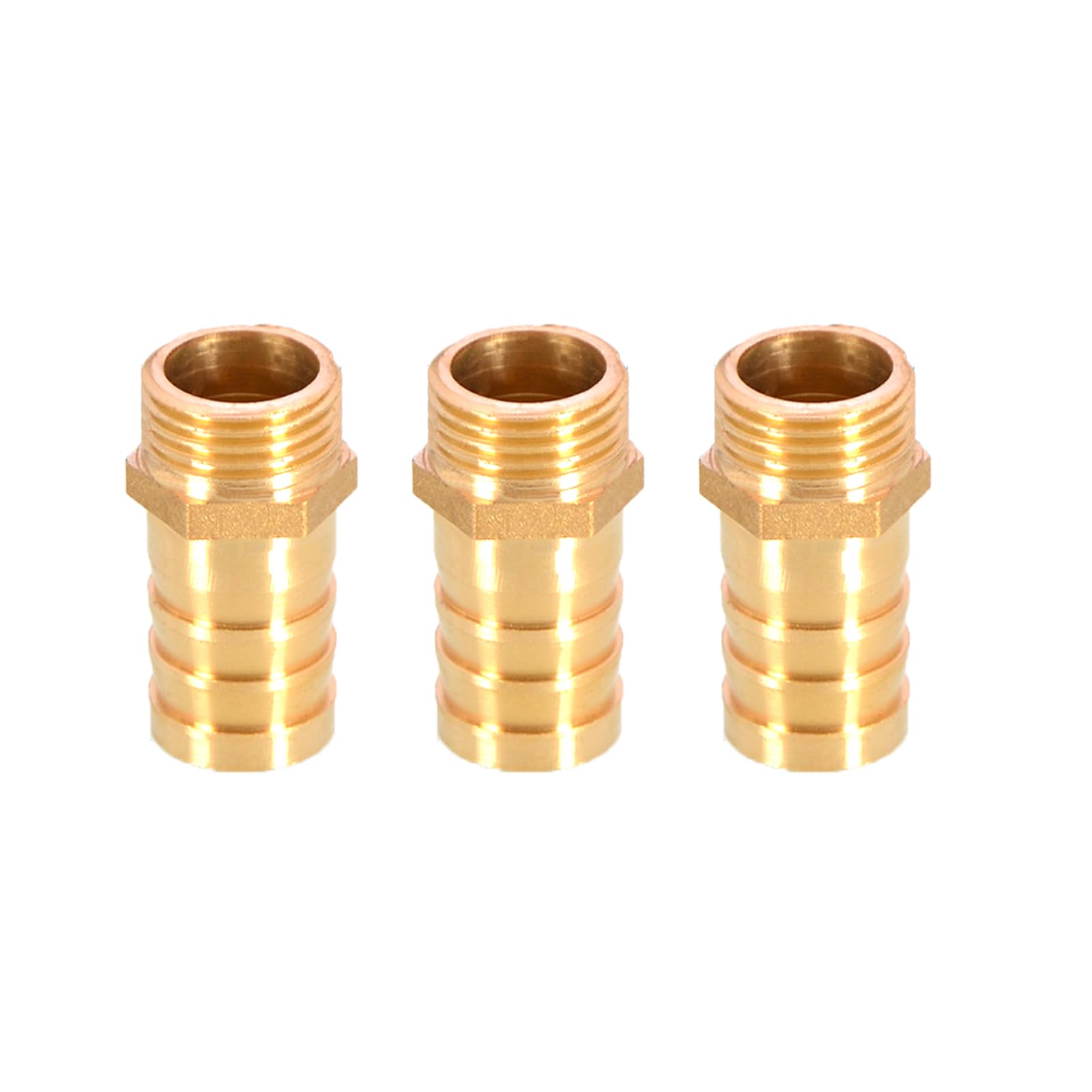 3PCS Brass Barbed Hose Fitting Coupler Connector 19mm to 1/2” Male BSP Thread Pipe Nipple Fitting Pipe Adapter