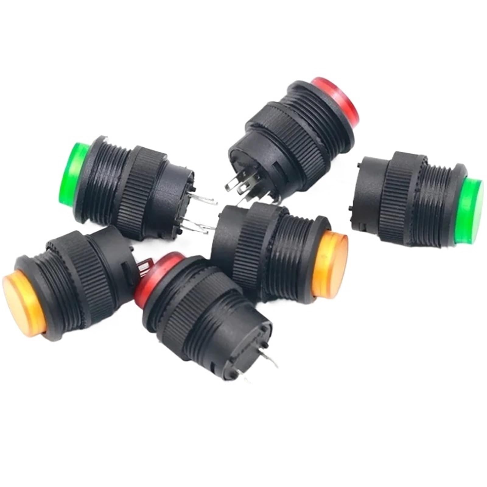 5/20/100 szt. 16 mm 5-kolorowe oświetlenie LED 4-pinowy przełącznik przyciskowy R16-503/AD R16-503/BD (LED żółty, 100 sztuk, samodzielny reset)