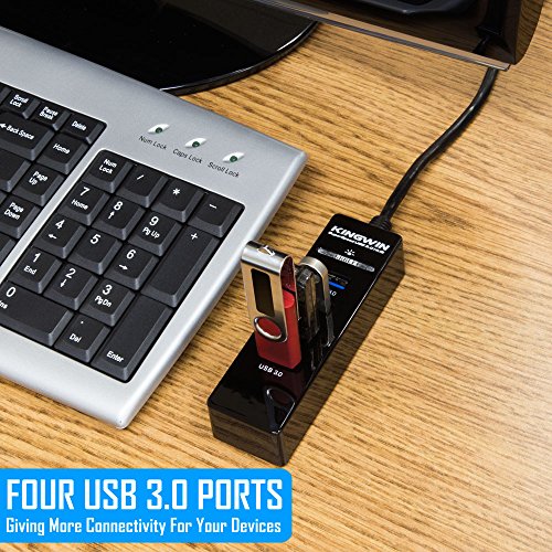 Kingwin 4-Port Usb 3.0 Hub W/Led For Macbook, Mac Pro/Mini, Imac, Chromebook, Surface Pro, Usb Flash Drives, Mobile Ssd, Notebook Pc, Xps, And More, Black (Kw-Hub-4U3) #TOP1
