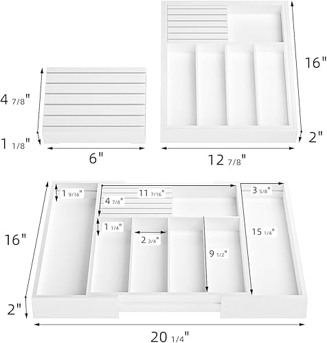 Miniatura 4 de Organizador de cajones de bambú, organizador de cuchillos de bambú, soporte expandible para utensilios de cocina, soporte de cubiertos de 12.8-20.2